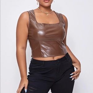 Faux leather top